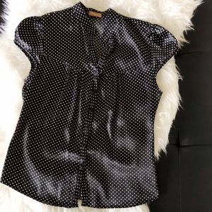 Forever 21 Black +White Mini Polka Dot Button Up